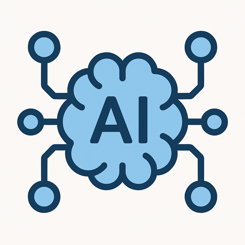 吹き出しアイコンとChatGPT風のAIロボットを組み合わせた、AIチャット導入を表現したシンプルなイラスト
