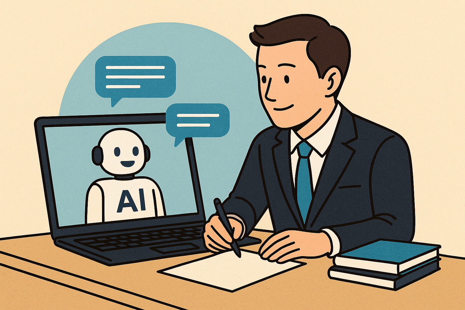 AIを活用して労務相談を効率化する社労士のイメージ