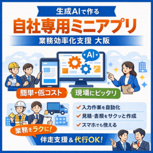 大阪の中小企業向けに生成AIを活用した自社専用ミニWebアプリで業務効率化を支援するインフォグラフィック