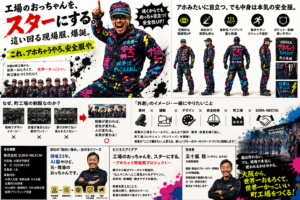 共創脈々-あほちゃうビジネスグランプリで発表した「工場のおっちゃんを、スターにする。」プロジェクトのコンセプトボード。現場33年の経験を活かし、建設業・製造業の技術継承とAI活用、現場DX、採用ブランディングを提案。